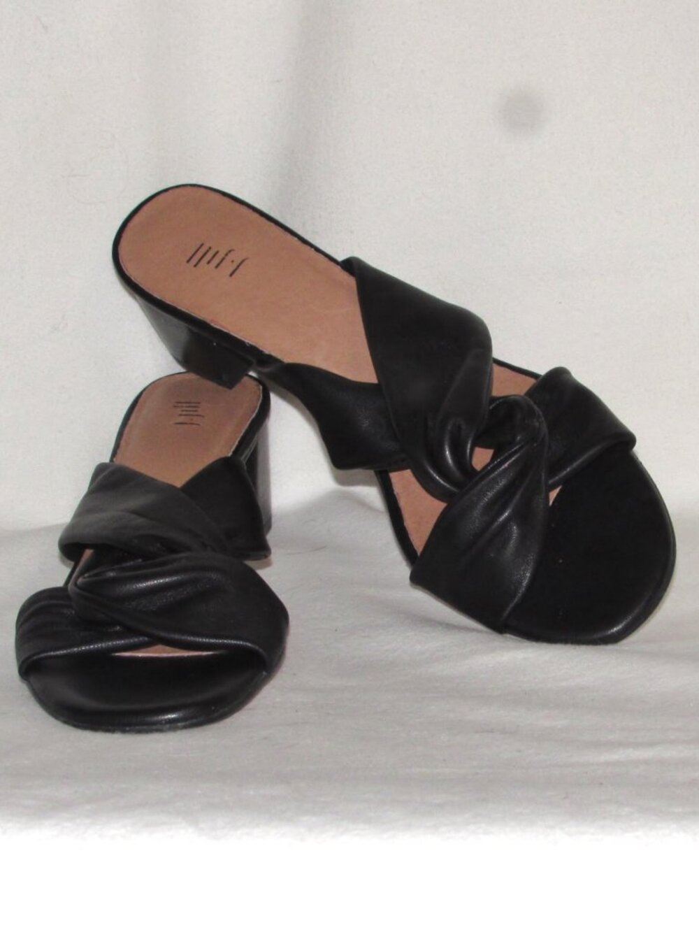 Womens Ladies J. JILL Black Leather Slides Sandals Heels Shoes 8.5 M Orig $129